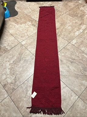 Woven Jacquard Holiday Table Runner - Deep Burgundy